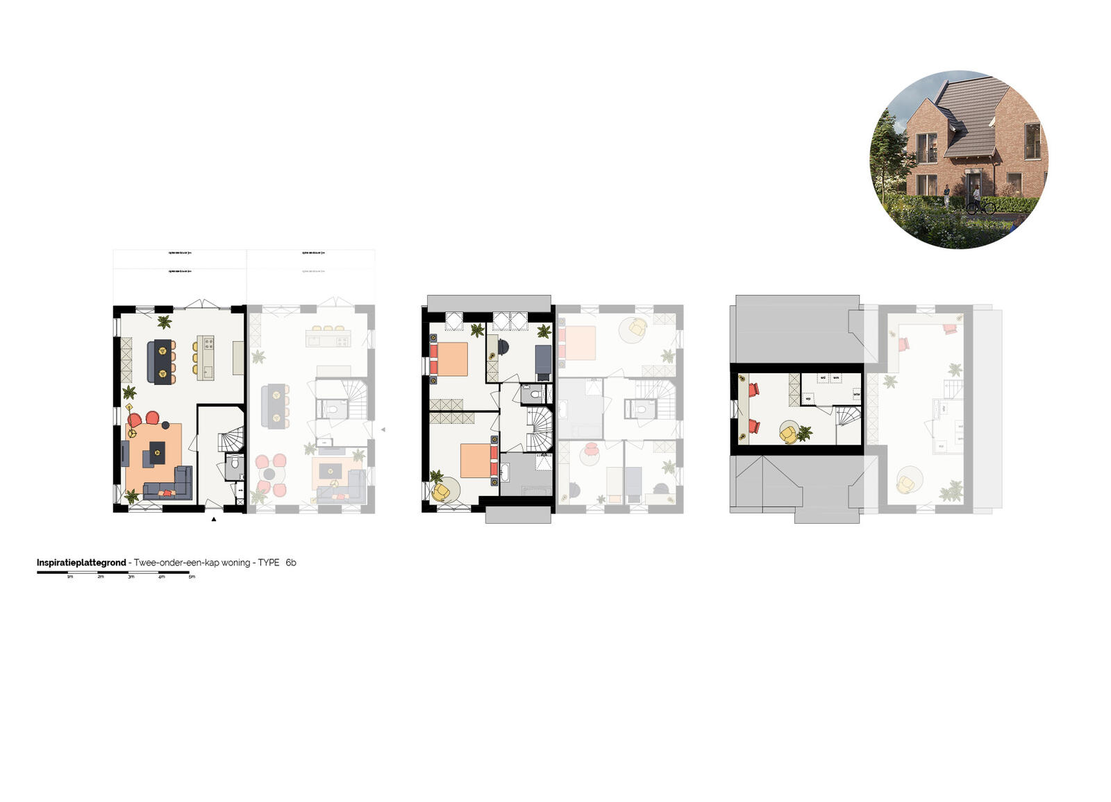 Twee-onder-een-kap woning, type 6B